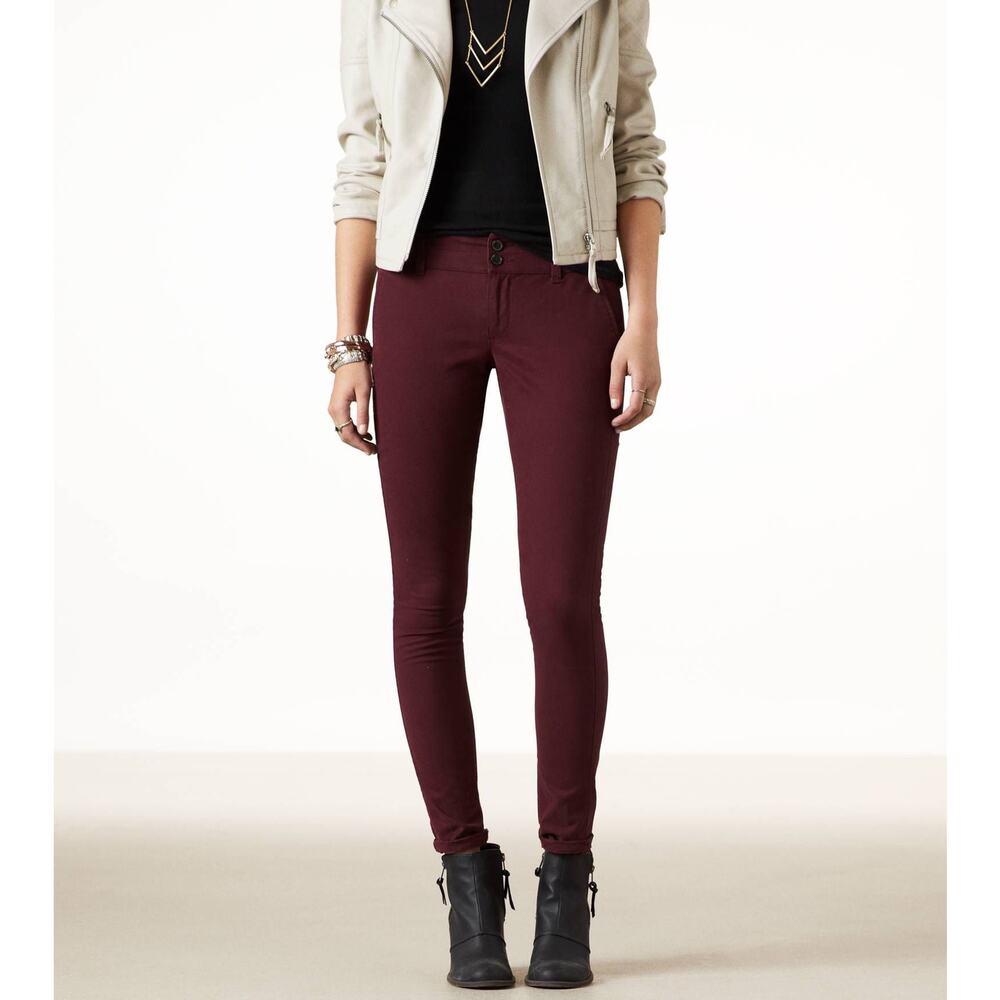 Pistola Aline Mid Rise Skinny Ankle Crop Jean Wine Burgundy Red Maroon sz 27